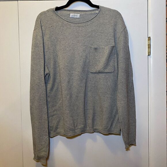 SATURDAYS NYC Long Sleeve Waffle Knit Cashmere Blend Shirt Gray Men’s Medium - Picture 1 of 6